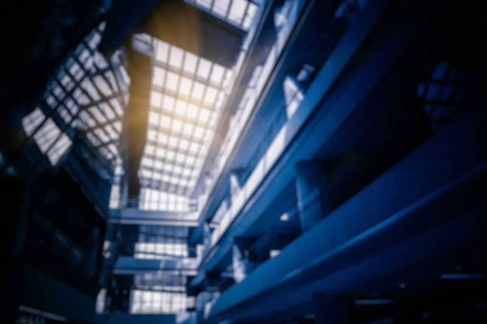 blue building from inside