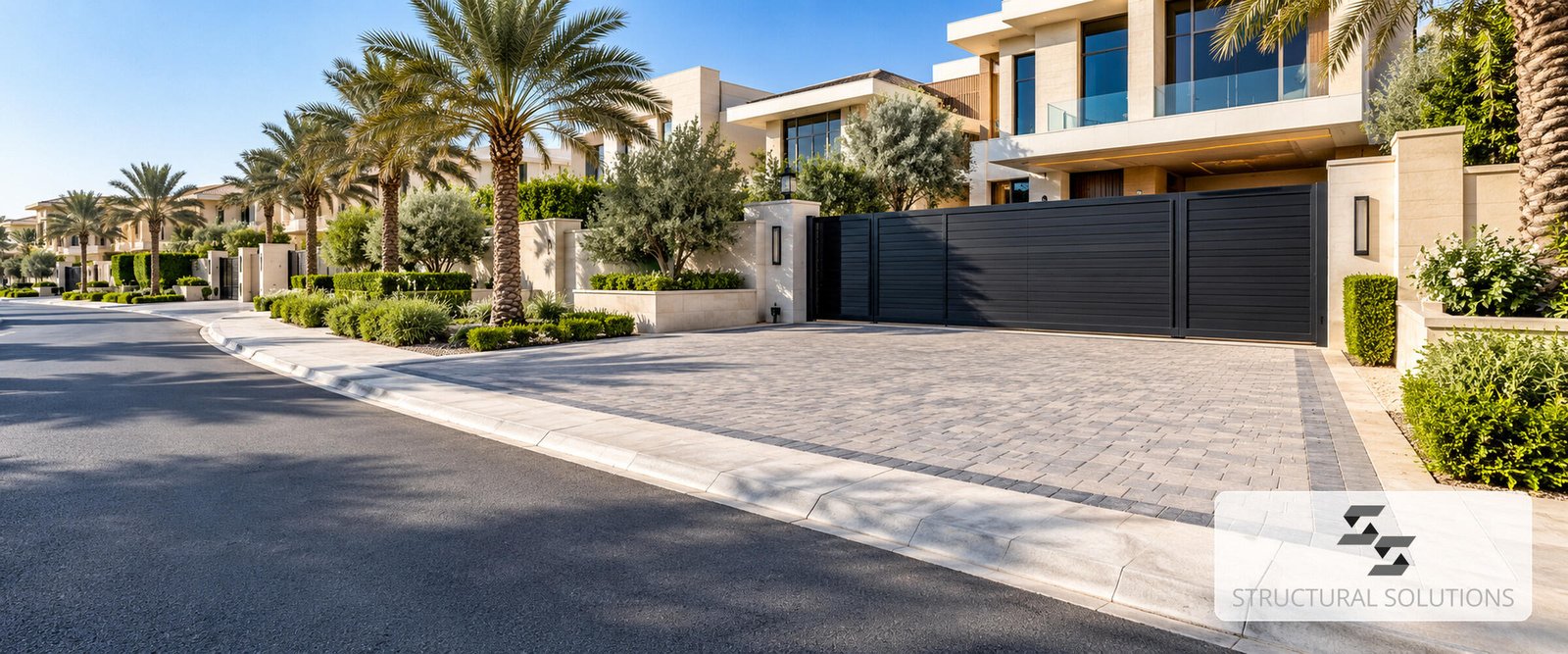 Widened villa driveway and gate in Dubai — Structural Solutions