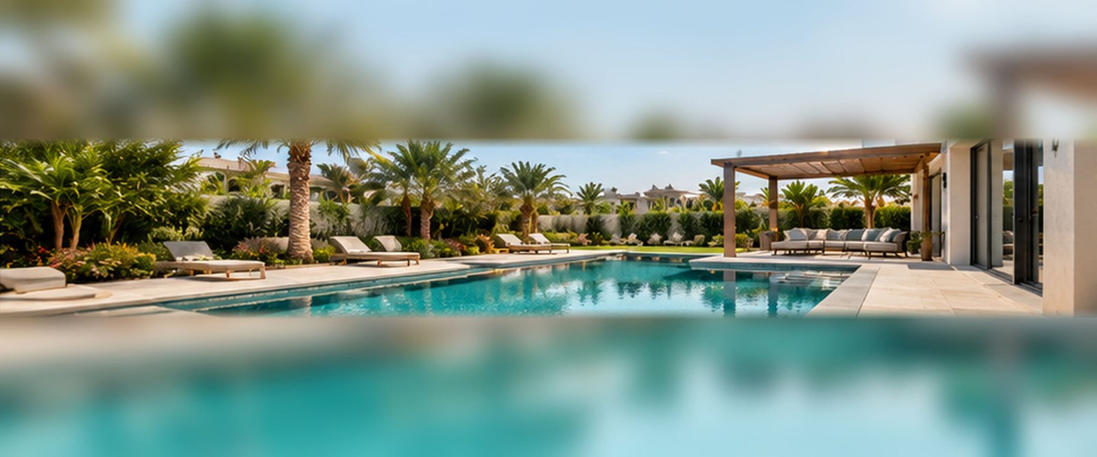 Villa swimming pool with pergola in Dubai