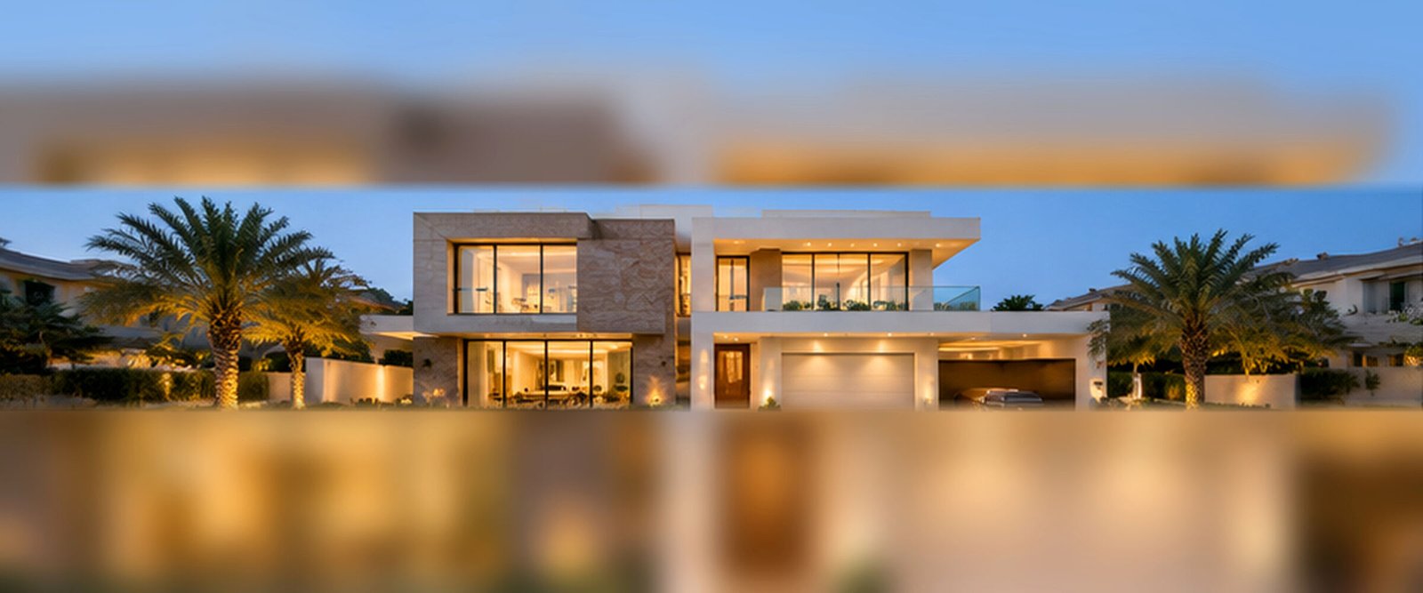 Modern villa at dusk in Dubai