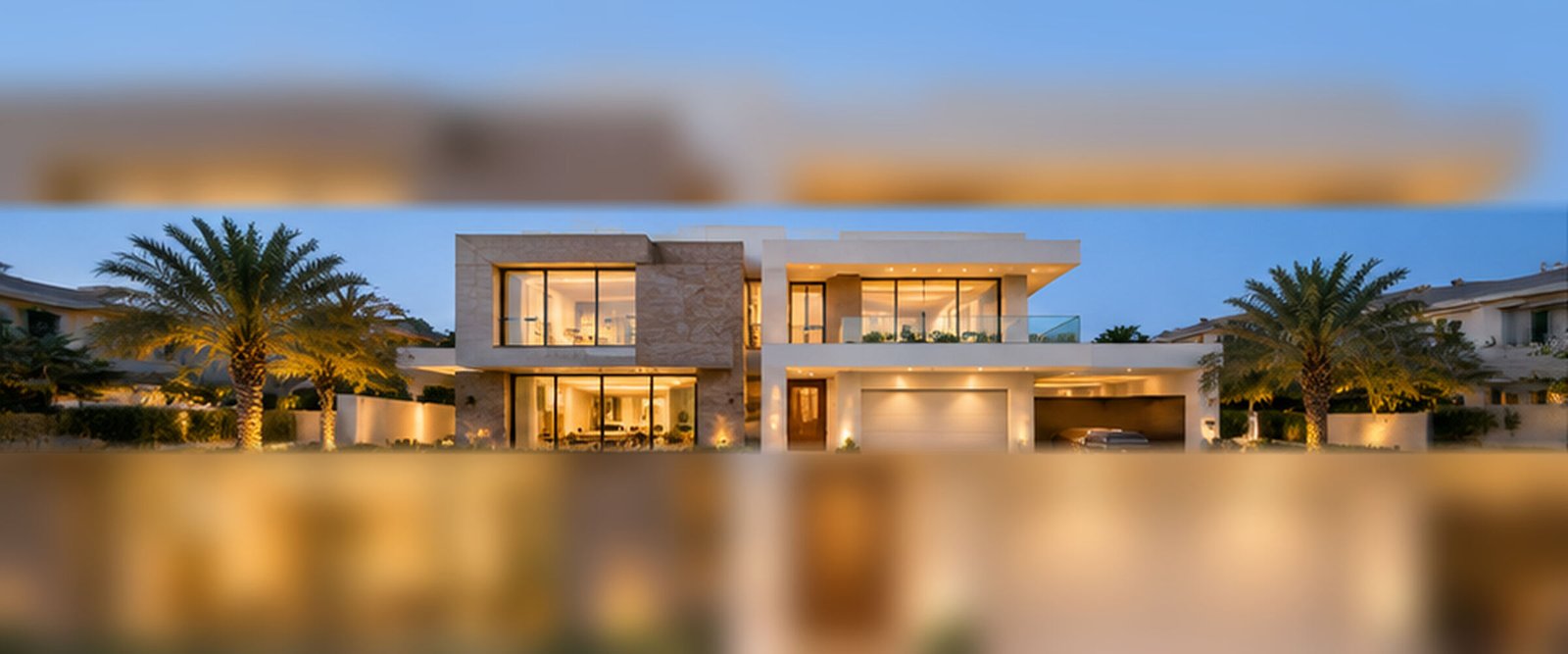 Modern Dubai villa at dusk