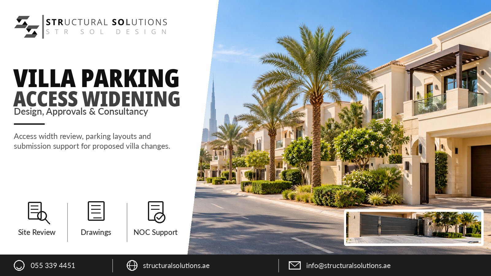 RTA villa parking access widening NOC in Dubai — Structural Solutions
