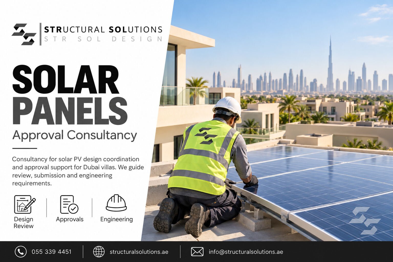 Solar panels on a Dubai villa roof — Structural Solutions