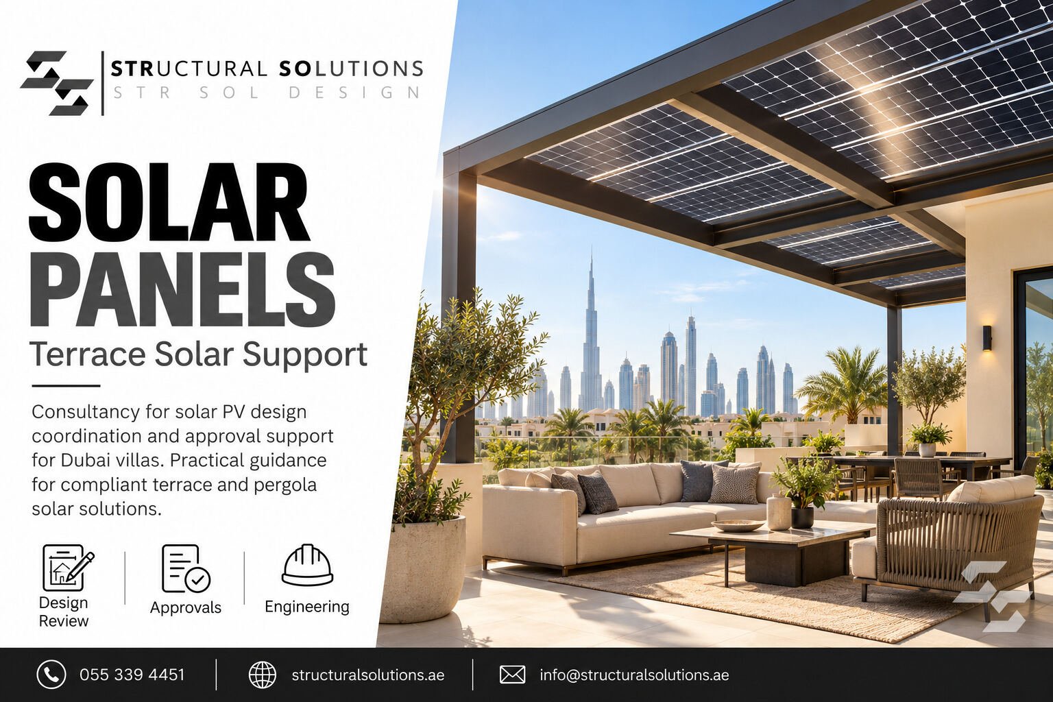Solar panels on a Dubai villa roof — Structural Solutions