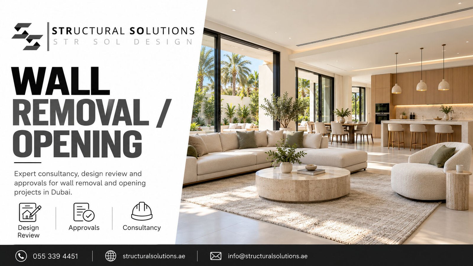 Wall removal and new opening in a Dubai villa — Structural Solutions