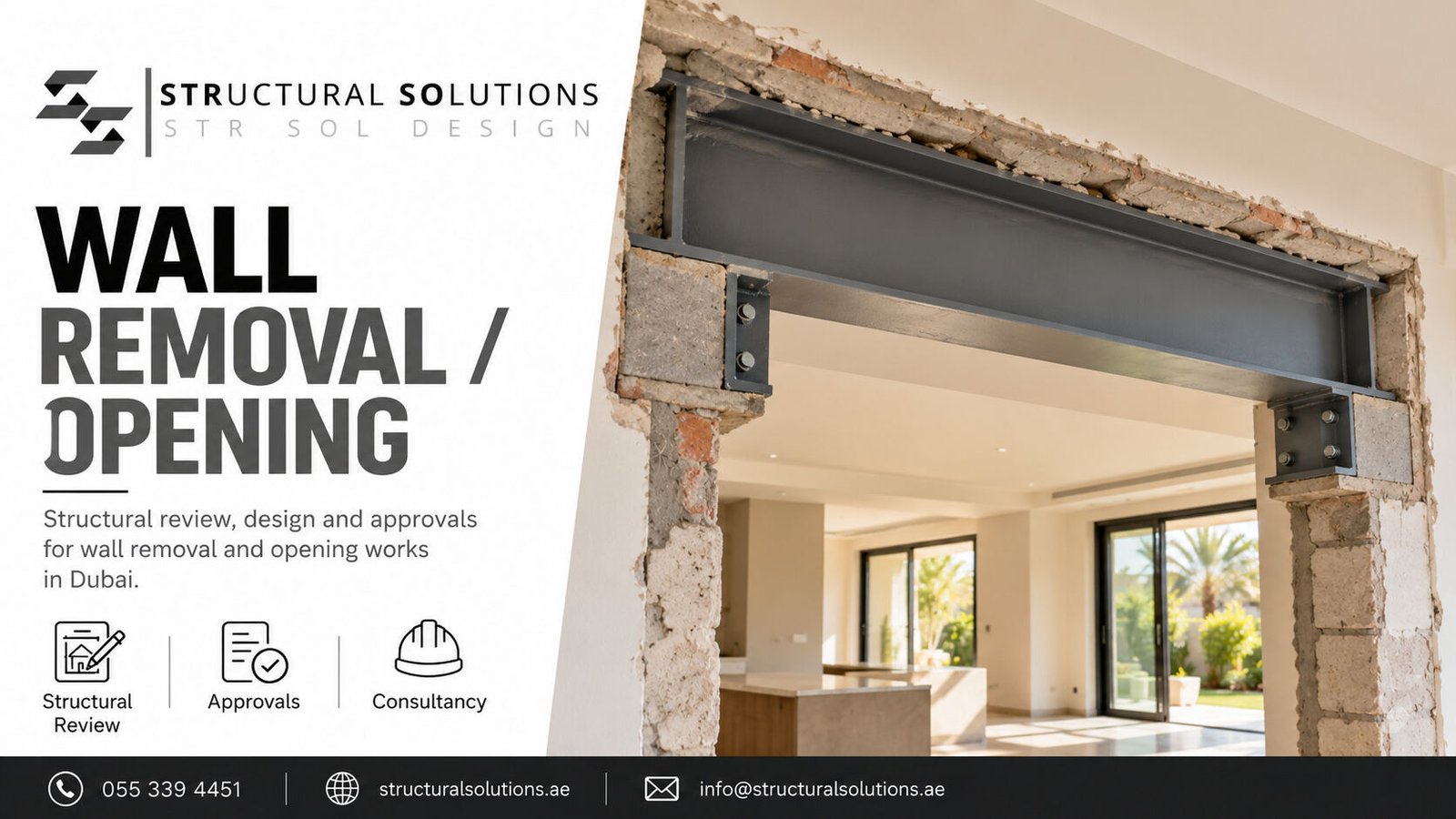 Wall removal and new opening in a Dubai villa — Structural Solutions